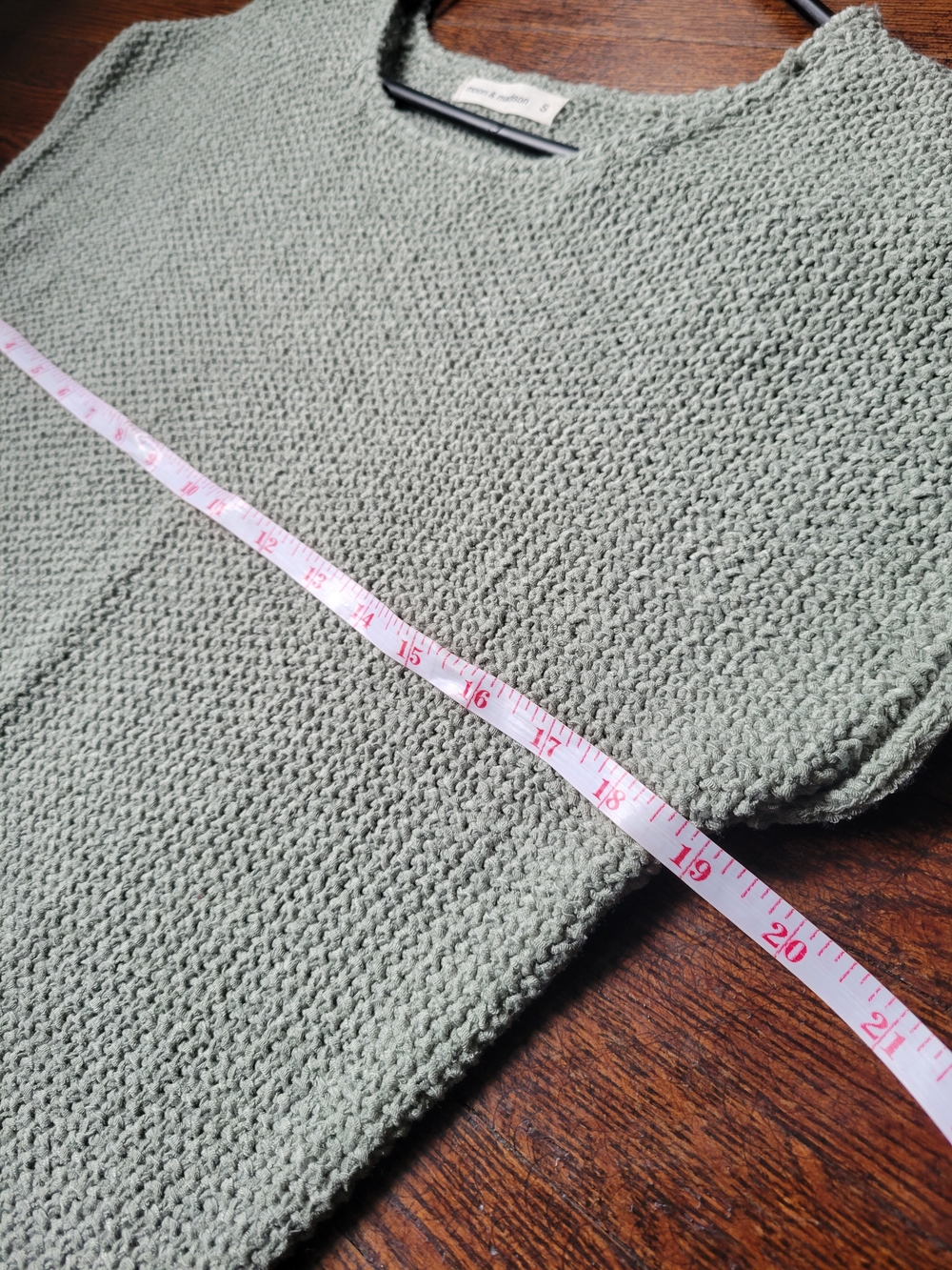 Moon & Madison short sleeve sweater cropped textured knit Sage Green Sz Small - Picture 12 of 13